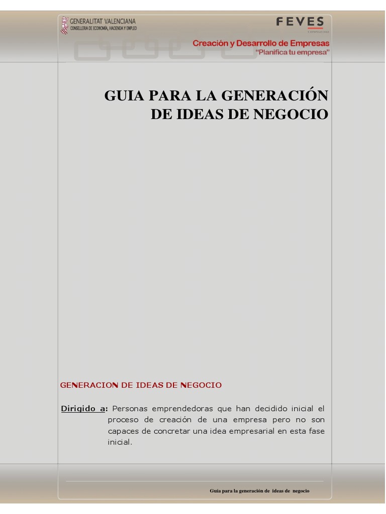 Generación de Ideas de Negocio Efectivas | PDF | Iniciativa empresarial ...