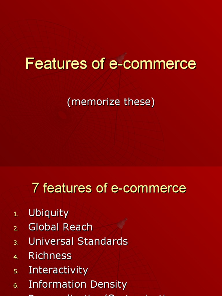 Features of E-Commerce | PDF | E Commerce | World Wide Web