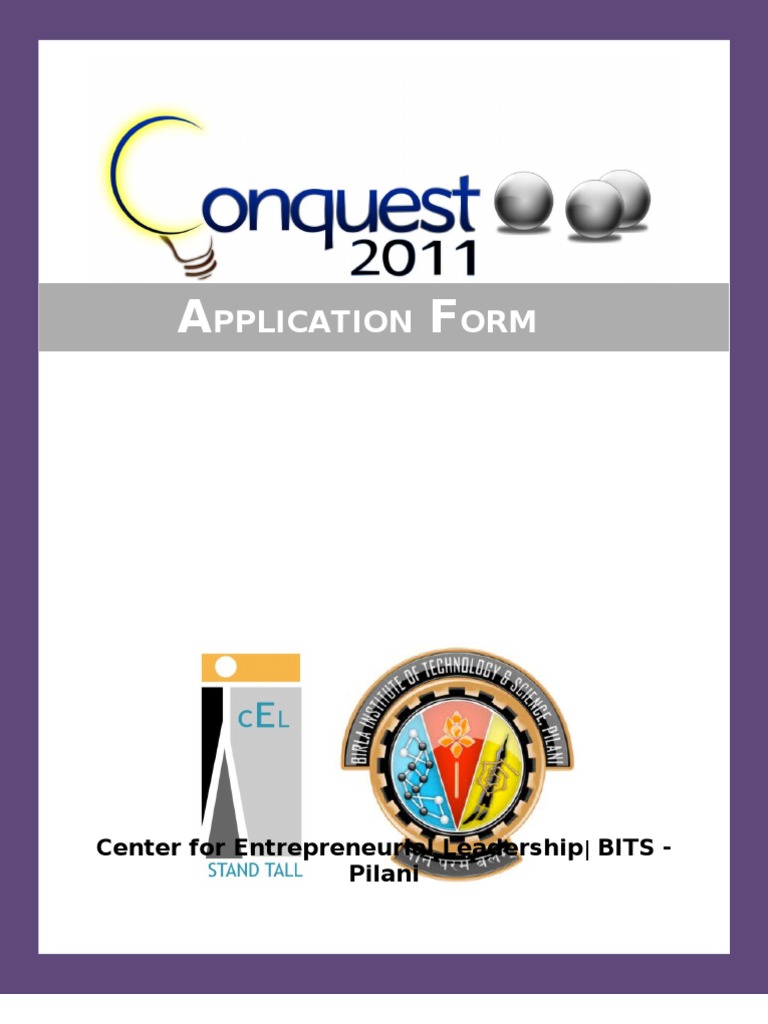 Application Form - Conquest 2011 | PDF | Startup Company | Small ...