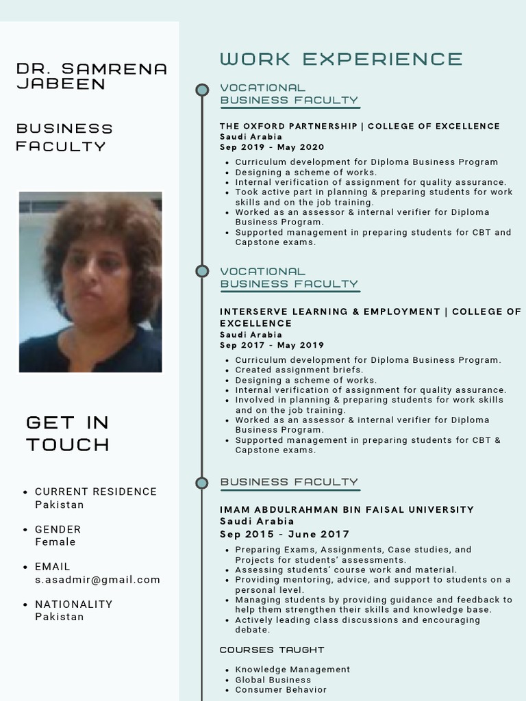 Business Faculty Experience in Saudi Arabia | PDF | Vocational ...