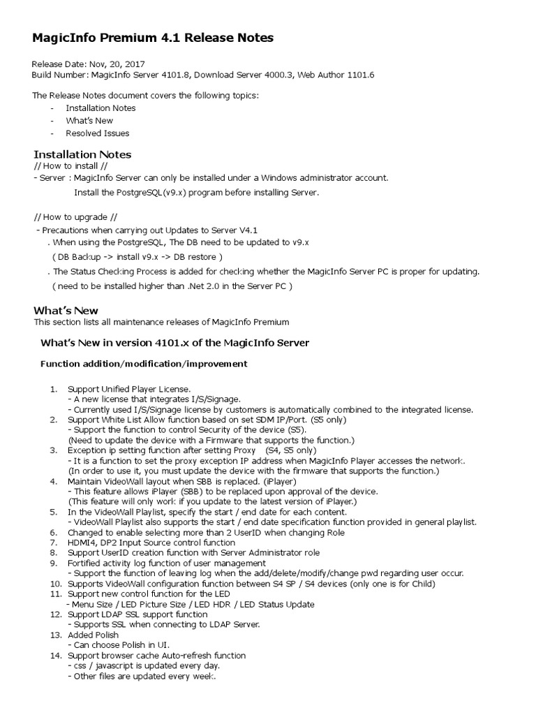 MagicInfo Player S4 Release Notes | PDF | File Transfer Protocol ...
