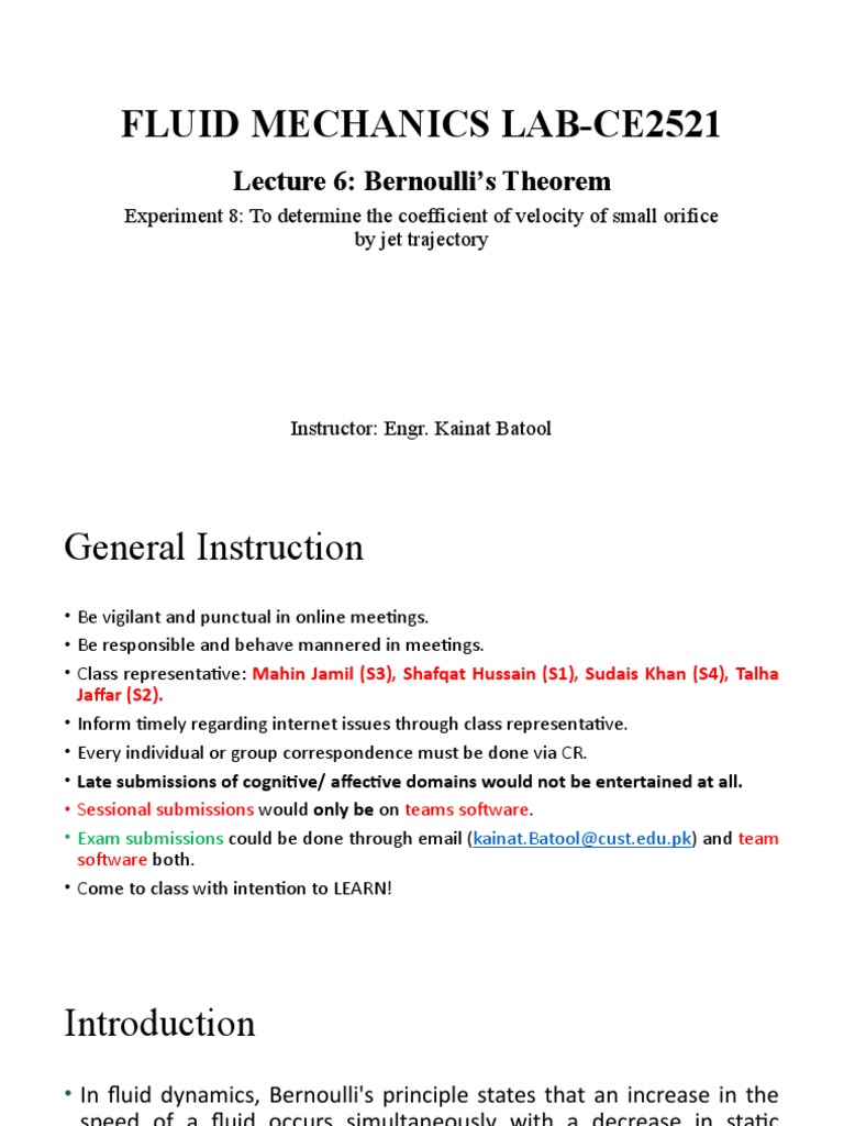 Bernoulli's Theorem: Orifice Velocity Lab | PDF | Fluid Dynamics | Flow ...