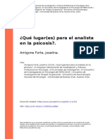 Amigone Forte, Joselina (2019) - Qué Lugar (Es) para El Analista en La Psicosis