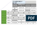 Horario de Clases 2022 3º Grado