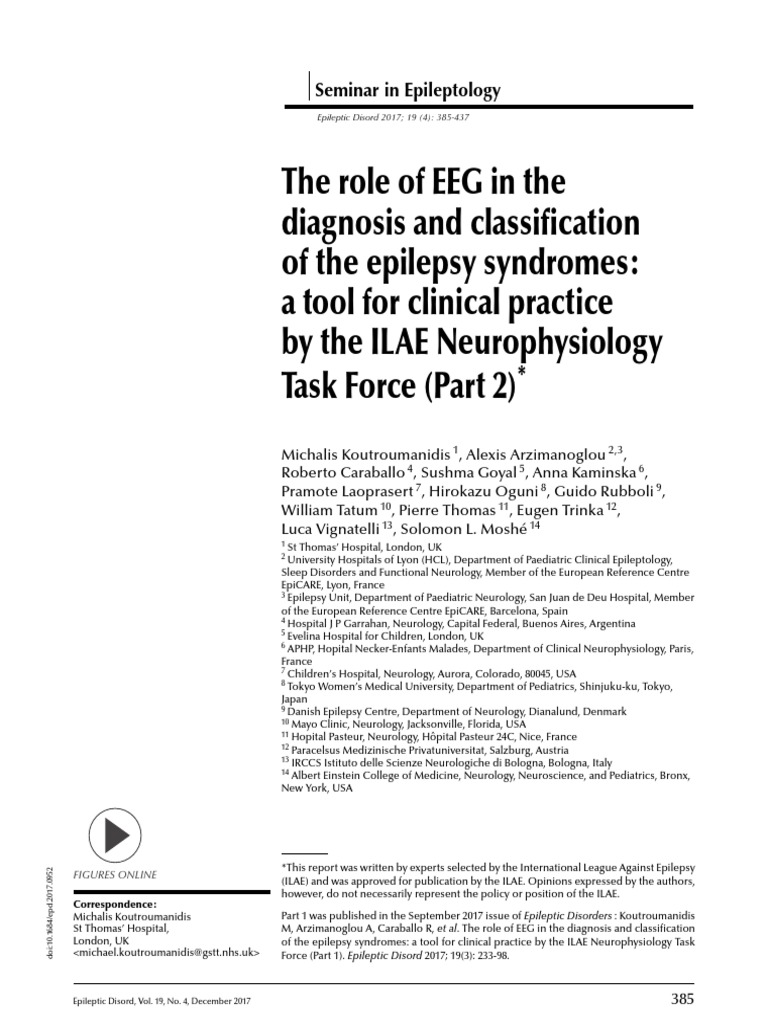 The Role of EEG in The Diagnosis and Classification of The Epilepsy ...