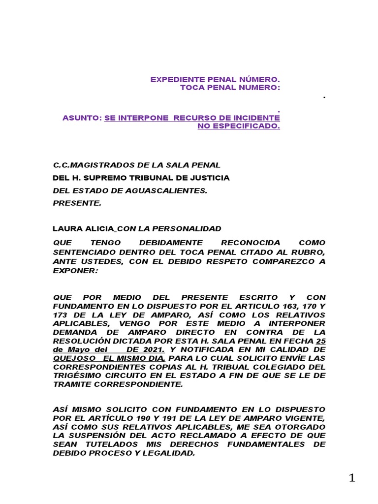 Segundo Amparo Alfredo Diaz de Leon PDF Caso de ley Debido al proceso