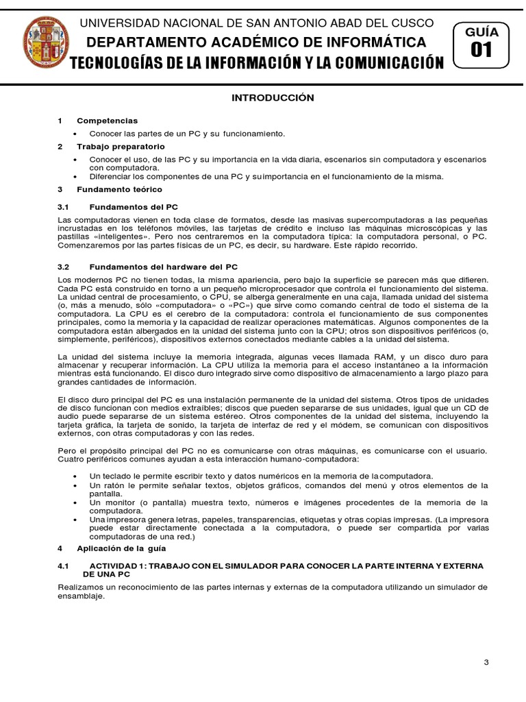 Fundamentos y Componentes del PC | PDF | Periférico | Hardware de la ...