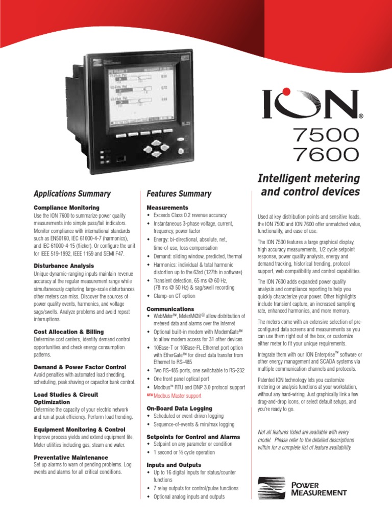 Intelligent Metering and Control Devices: Applications Summary Features ...