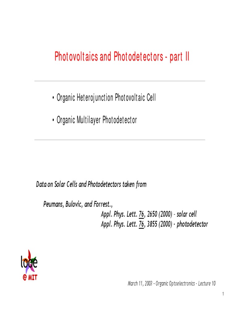 Photovoltaics and Photodetectors PDF Solar Cell Photovoltaics