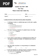 Grade 11A Answer Key Physics Revision Sheets 1