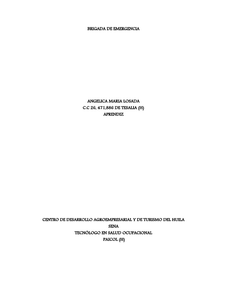 Brigada de Emergencia | PDF | Seguridad y salud ocupacional | Emergencia