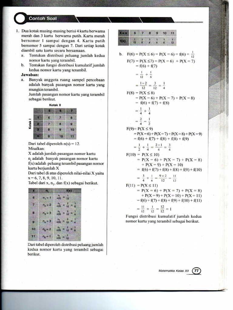 Contoh Dan Lat Soal Peluang Variabel Acak Diskrit | PDF