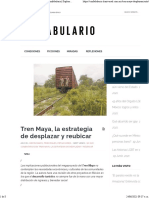 Tren Maya, La Estrategia de Desplazar y Reubicar Confabulario Suplemento Cultural2020