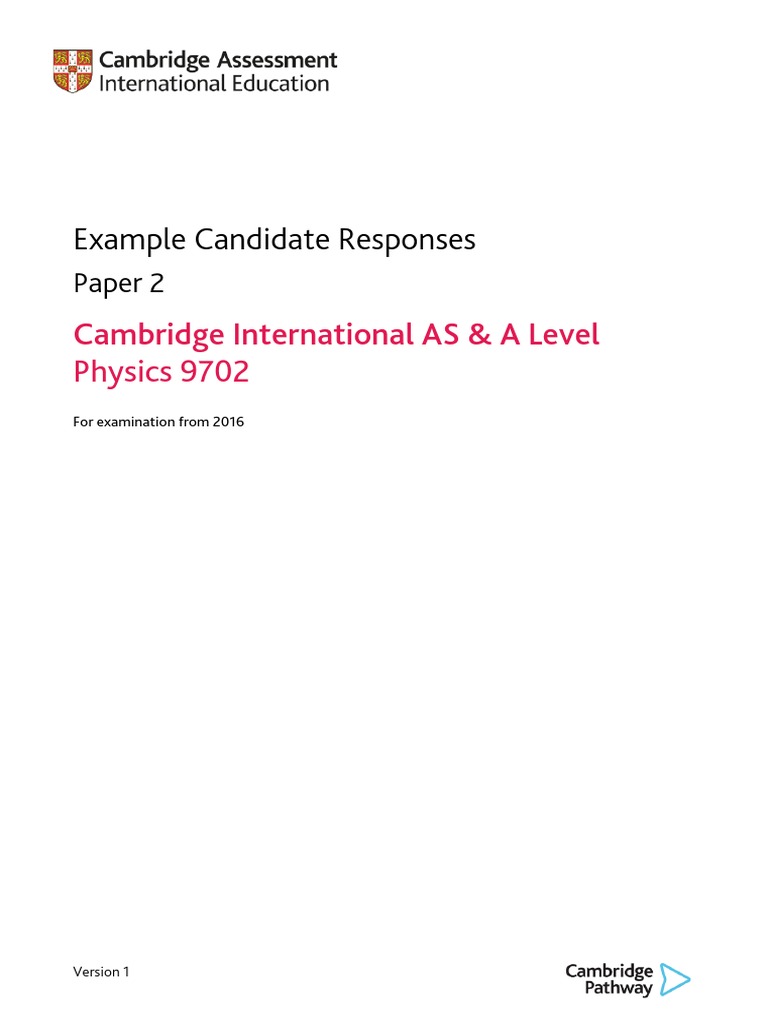 ECR AS-A Level Physics 9702 P2 v1 | PDF | Force | Waves