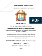 Proyecto Sobre Sistematizacion de Articulos Cientificos Sobre Reportes de Casos de Echinococcosis en Humanos de La Region de Puno