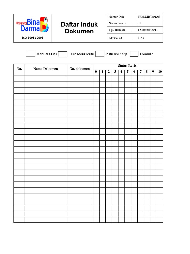 Contoh Daftar Induk | PDF