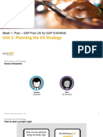 Unit 3: Planning The UX Strategy: Week 1: Plan - SAP Fiori UX For SAP S/4HANA