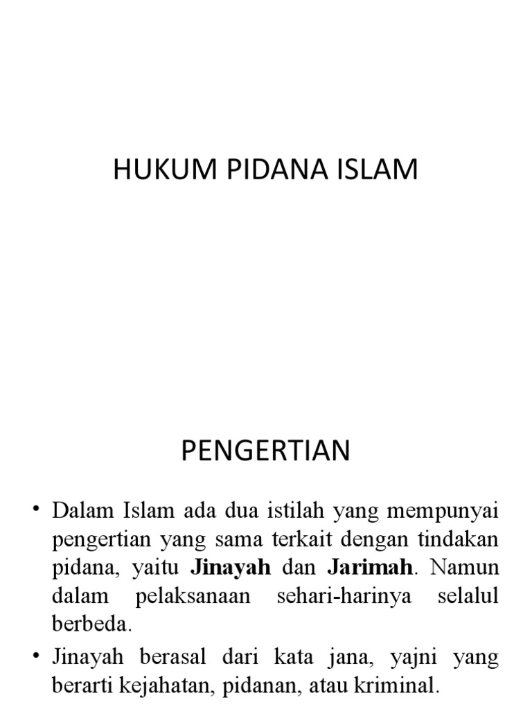 Hukum Pidana Islam | PDF