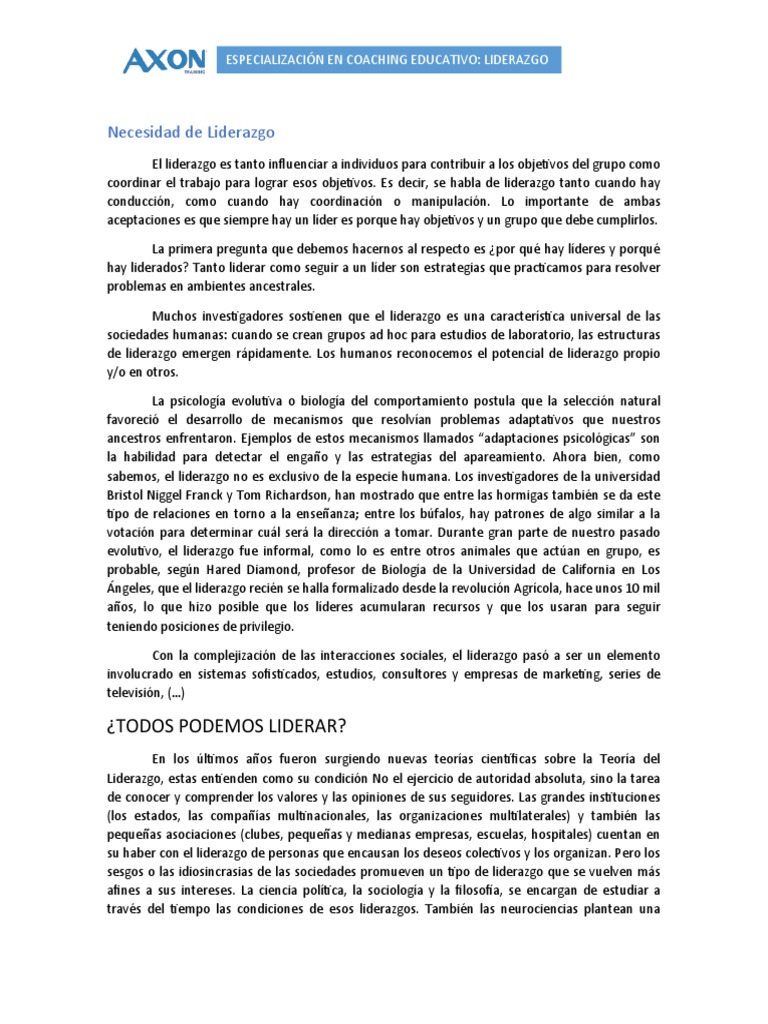 Importancia del Liderazgo y la Inteligencia Emocional | PDF | Las ...