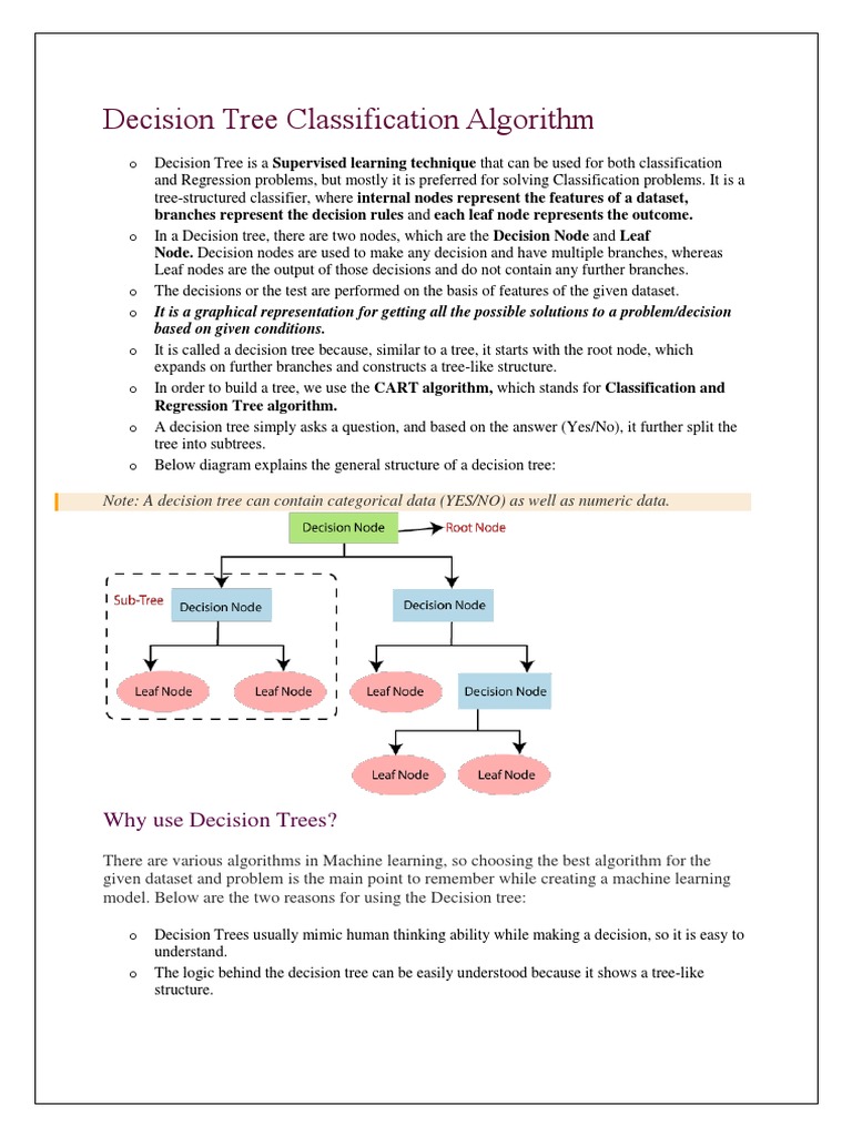 Decision Tree Classification Algorithm: Why Use Decision Trees? | PDF ...