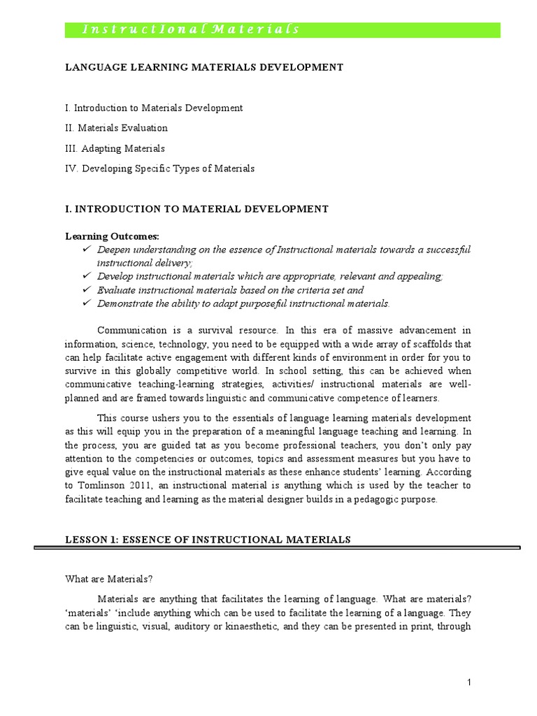 Language Learning Material Development PDF Educational Technology