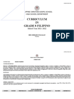 Curriculum Filipino 8 SY2020-2021