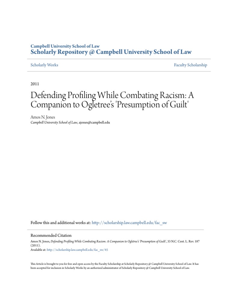 Defending Profiling While Combating Racism A Companion To Ogletr