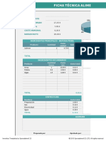 Plantilla Excel Ficha Tecnica Alimentos