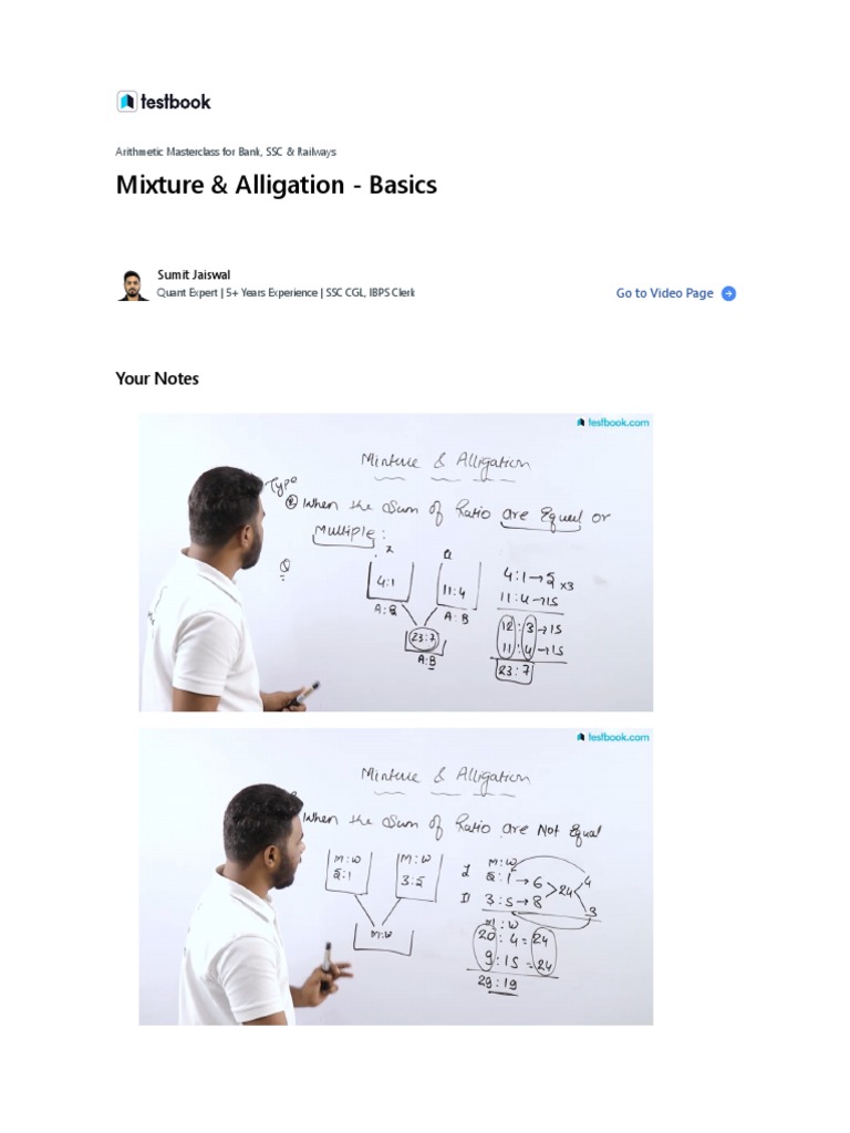 Mixture & Alligation - Basics - Notes | PDF | Technology & Engineering