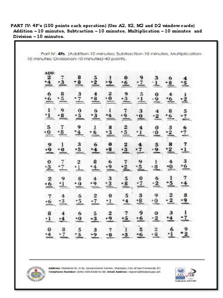 Grade 4 Math: 4F's Window Card Guide | PDF