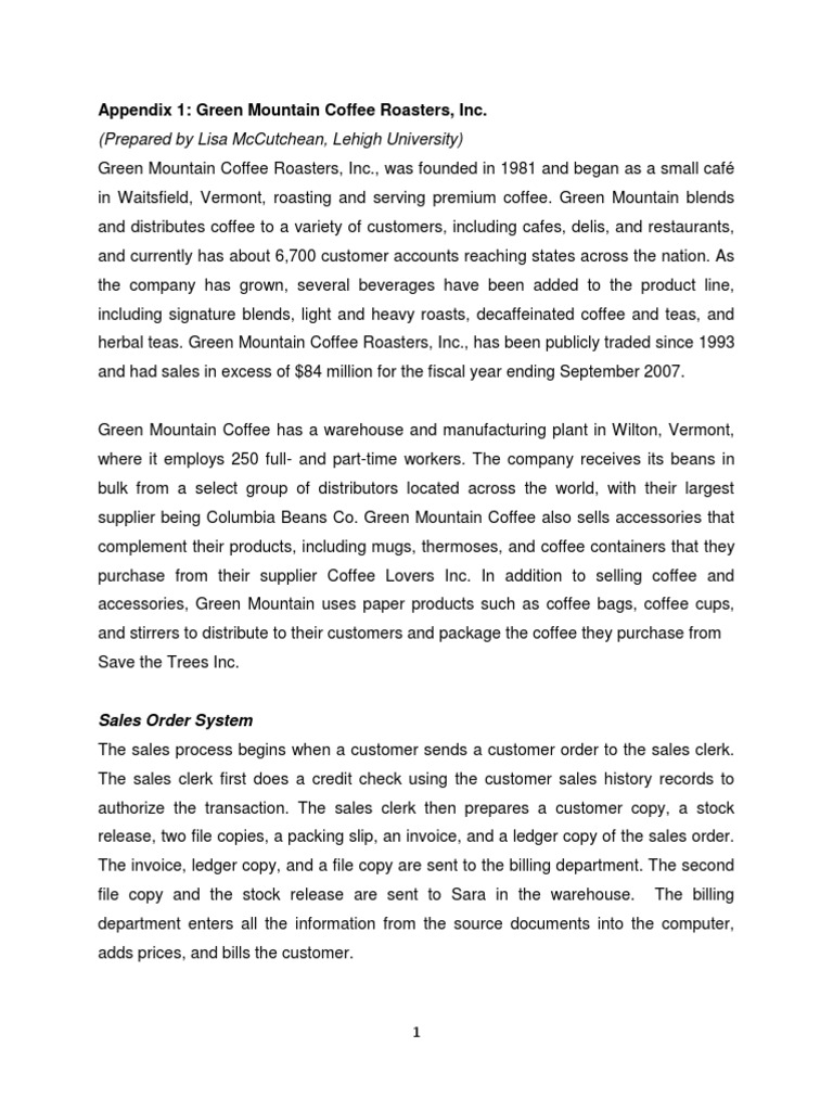 Appendix 1 Green Mountain Coffee Roasters PDF Receipt Coffee