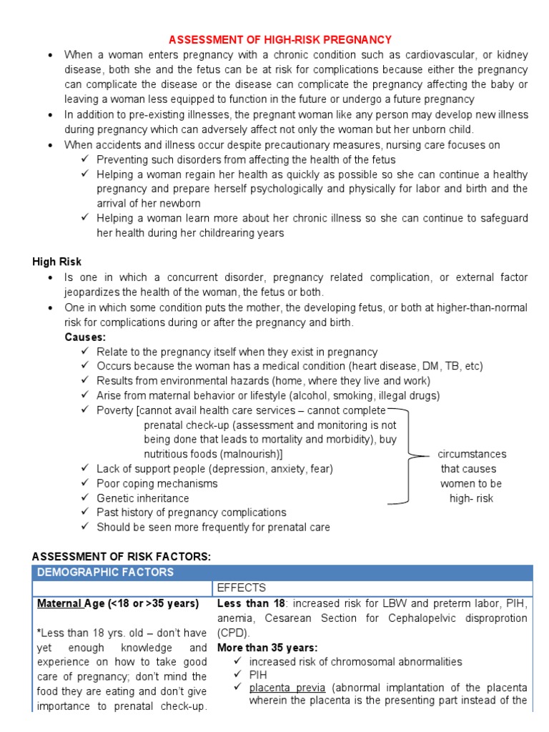 High-Risk Pregnancy Assessment Guide | PDF | Pregnancy | Fetus