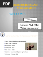 Water Resources and Management: Welcome