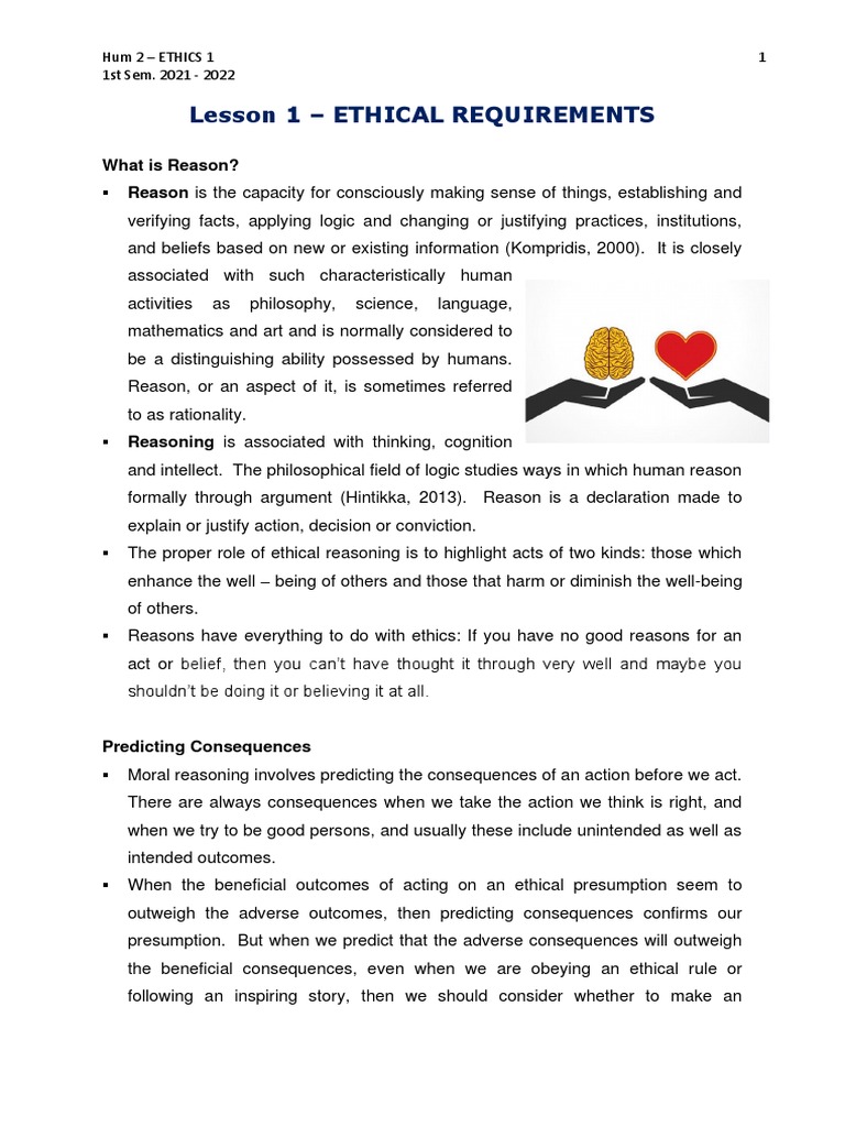 Ethical Requirements in Moral Reasoning | PDF | Reason | Psychology