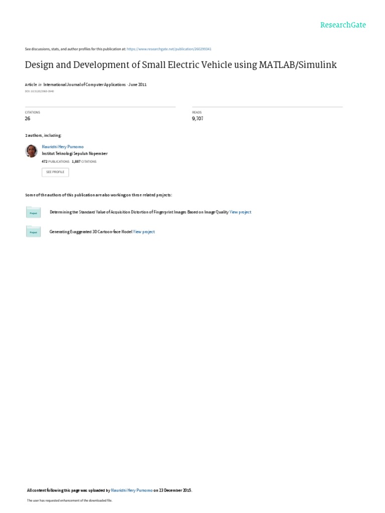 Design and Development of Small Electric Vehicle Using MATLAB/Simulink ...