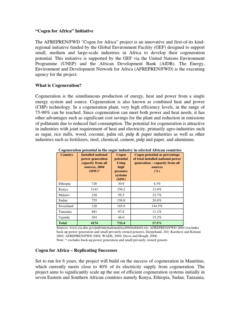 Cogen Brief | PDF | Cogeneration | Power (Physics)