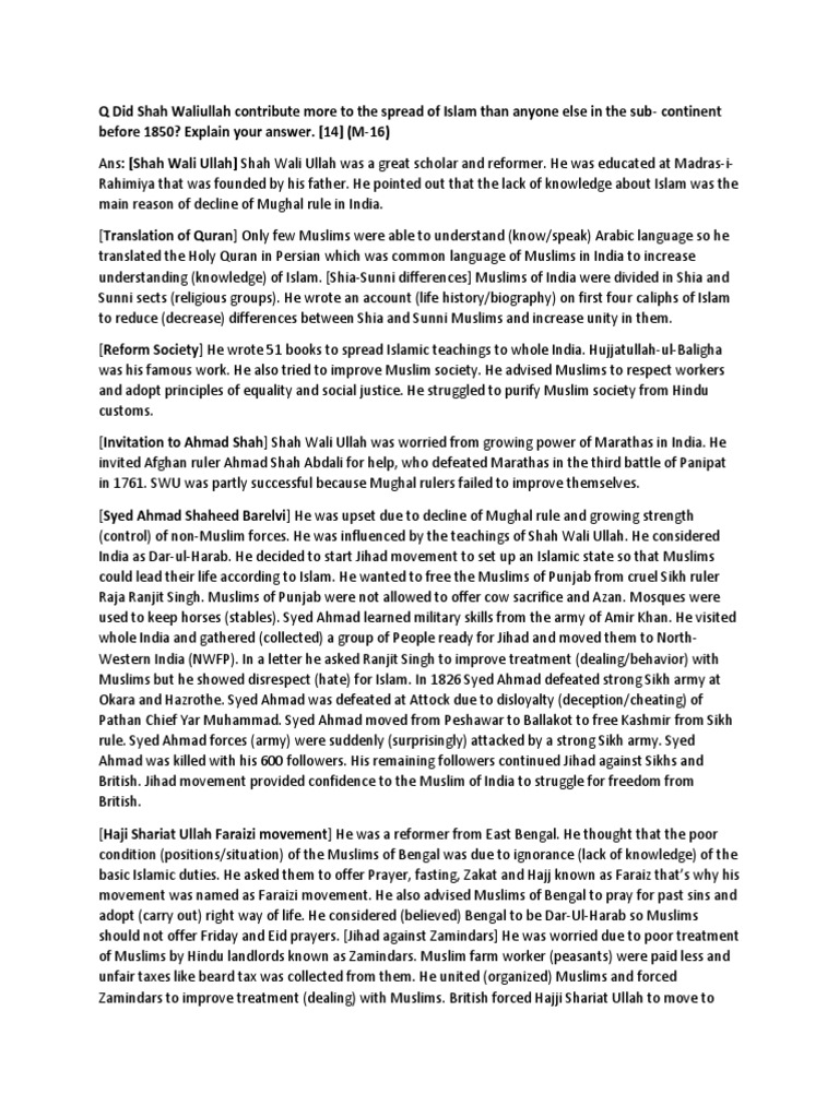 Salman Hashmi - History Past Papers - 03350133663 | PDF | British Raj ...