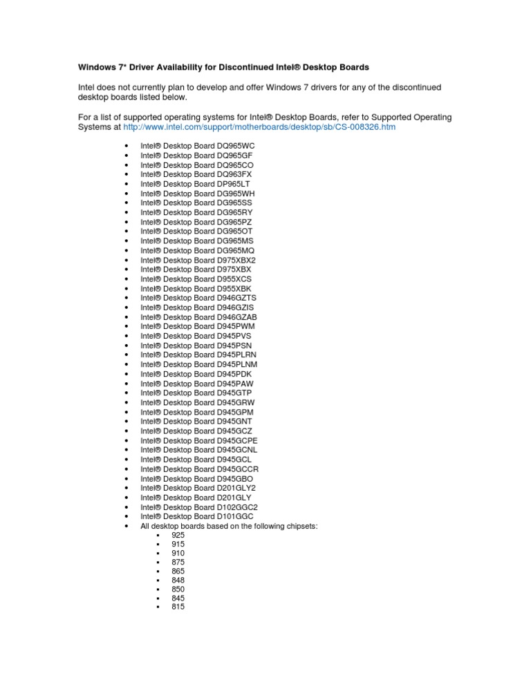 Windows 7 Compatibility For Intel Desktop Boards | PDF | Intel.