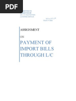 Payment of Import Bills Through L/C: Assignment