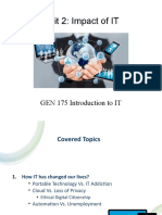 Unit 2: Impact of IT: GEN 175 Introduction To IT