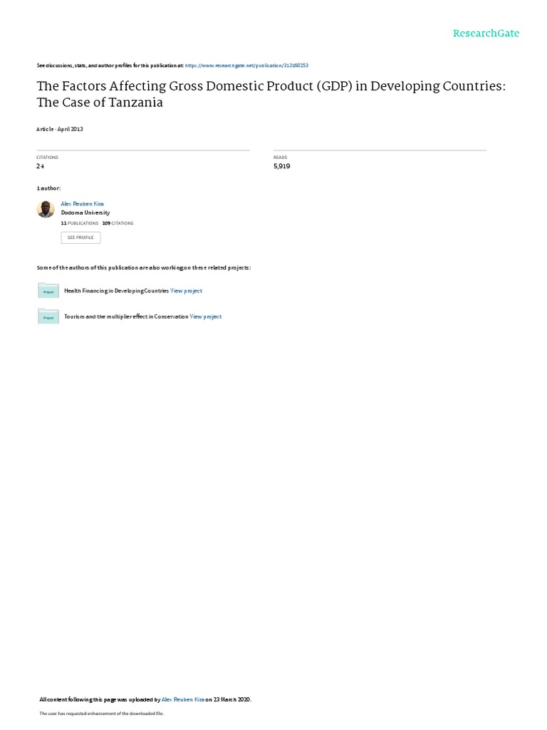 The Factors Affecting Gross Domestic Product Gdp In Developing