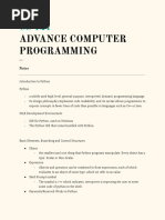 Advance Computer Programming: Notes