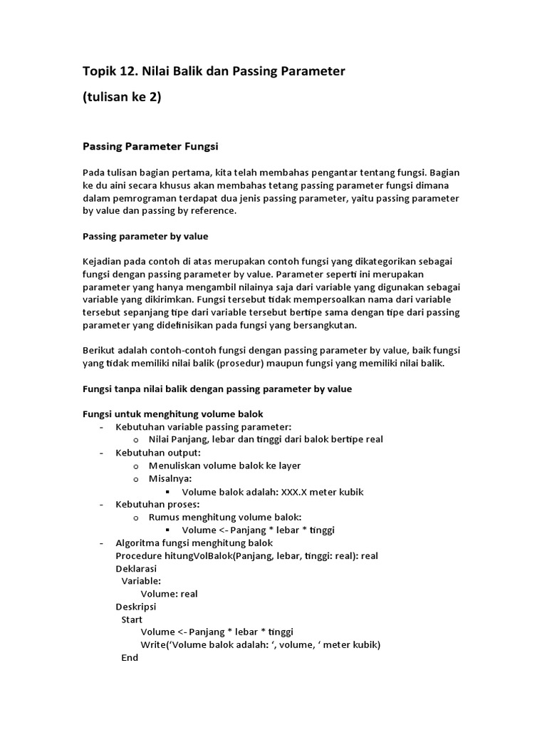Passing Parameter dalam Pemrograman | PDF