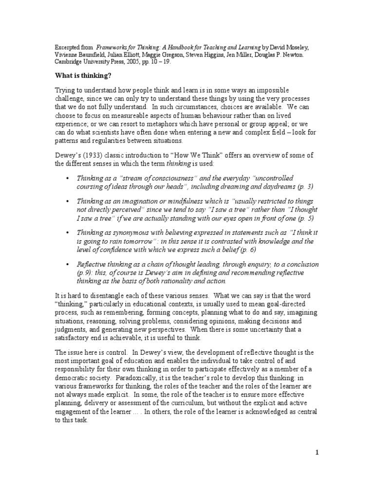 Understanding the Nature of Thinking | PDF | Metacognition | Thought