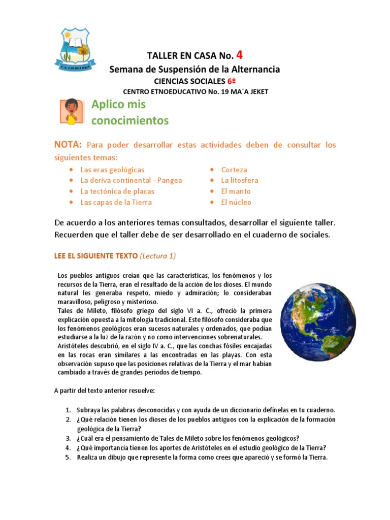Taller de Ciencias Sociales: Geología y Tierra | PDF | Tierra | Geología