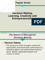 Chapter Seven: Decision Making, Learning, Creativity and Entrepreneurship