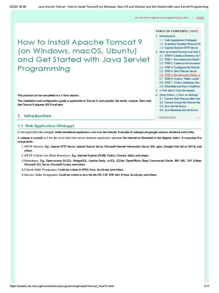 Java Servlet Tutorial - How To Install Tomcat 8 | PDF | Networking ...