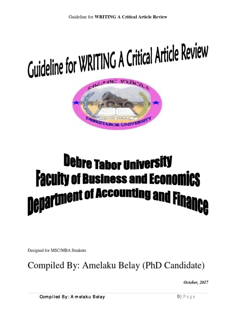 Article Review Guidelines Pdf Argument Evaluation