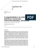 A angolanidade e as artes plásticas- travessias, transculturalidades, identidade