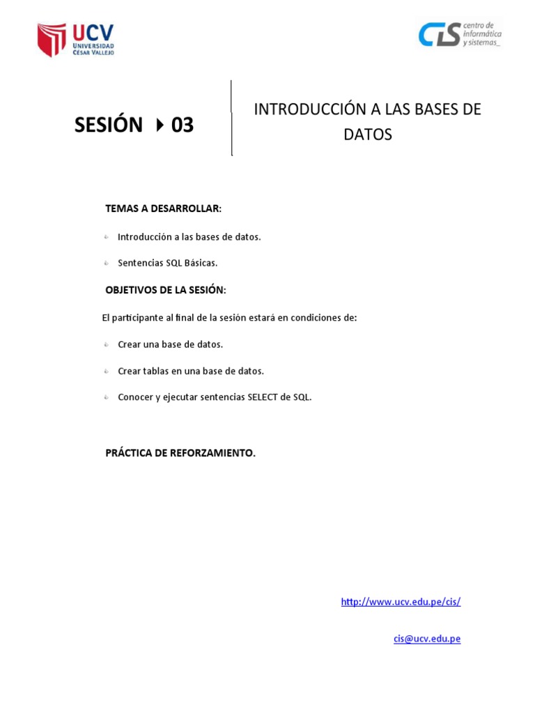 Sesion03-Consultas Basicas | PDF | SQL | Bases de datos